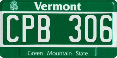 VT license plate CPB306