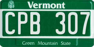 VT license plate CPB307