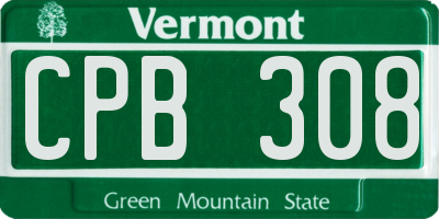 VT license plate CPB308