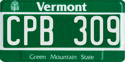 VT license plate CPB309
