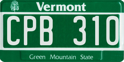 VT license plate CPB310