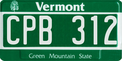 VT license plate CPB312