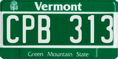 VT license plate CPB313