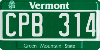 VT license plate CPB314