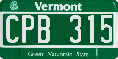 VT license plate CPB315
