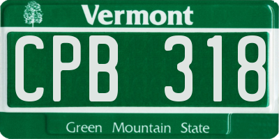 VT license plate CPB318