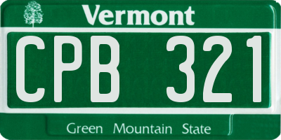 VT license plate CPB321
