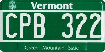 VT license plate CPB322