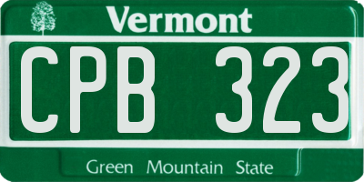 VT license plate CPB323