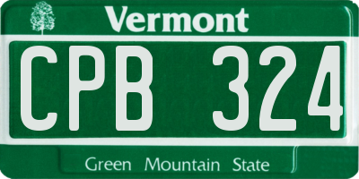 VT license plate CPB324