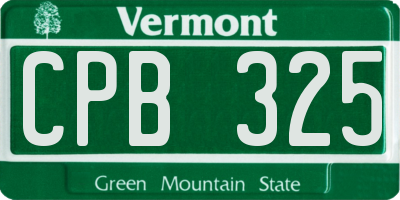 VT license plate CPB325