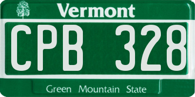 VT license plate CPB328