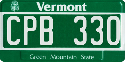VT license plate CPB330