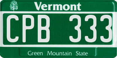 VT license plate CPB333