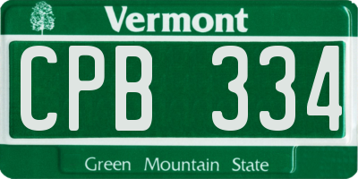 VT license plate CPB334