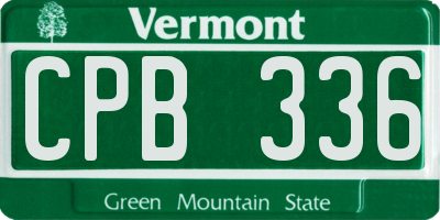 VT license plate CPB336