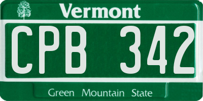 VT license plate CPB342