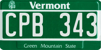 VT license plate CPB343