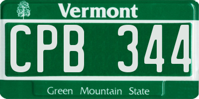 VT license plate CPB344