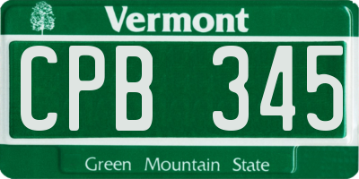 VT license plate CPB345