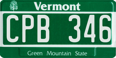 VT license plate CPB346