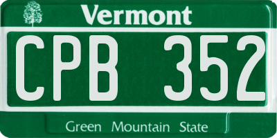 VT license plate CPB352