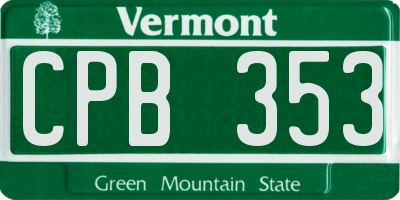 VT license plate CPB353