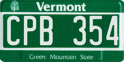 VT license plate CPB354