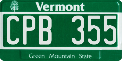 VT license plate CPB355