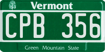 VT license plate CPB356