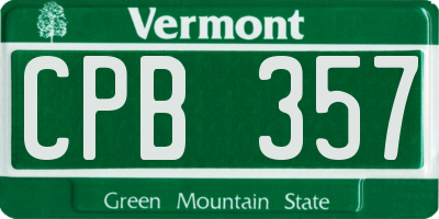 VT license plate CPB357