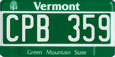 VT license plate CPB359