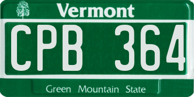 VT license plate CPB364