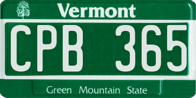 VT license plate CPB365