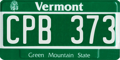 VT license plate CPB373