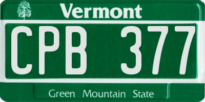 VT license plate CPB377