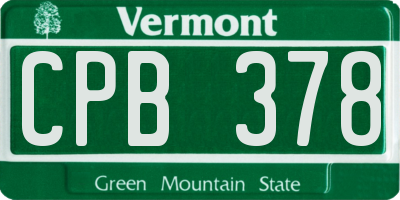 VT license plate CPB378