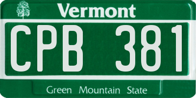 VT license plate CPB381