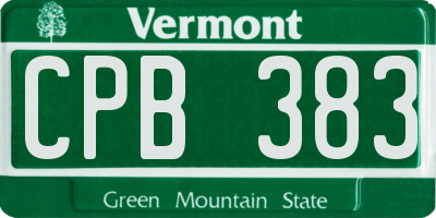 VT license plate CPB383