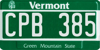 VT license plate CPB385