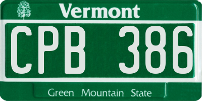 VT license plate CPB386