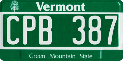 VT license plate CPB387