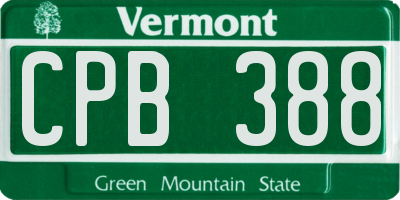 VT license plate CPB388