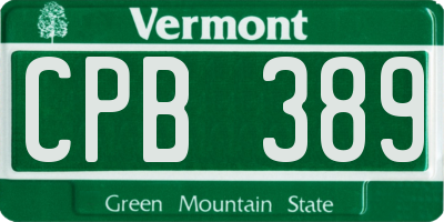 VT license plate CPB389