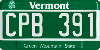 VT license plate CPB391