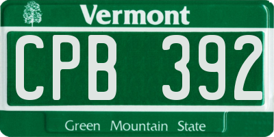 VT license plate CPB392