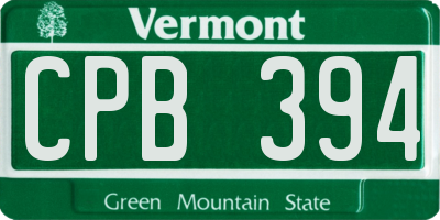 VT license plate CPB394