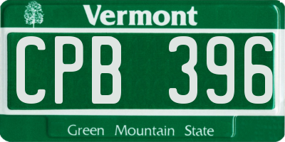 VT license plate CPB396