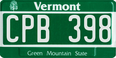 VT license plate CPB398