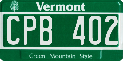 VT license plate CPB402